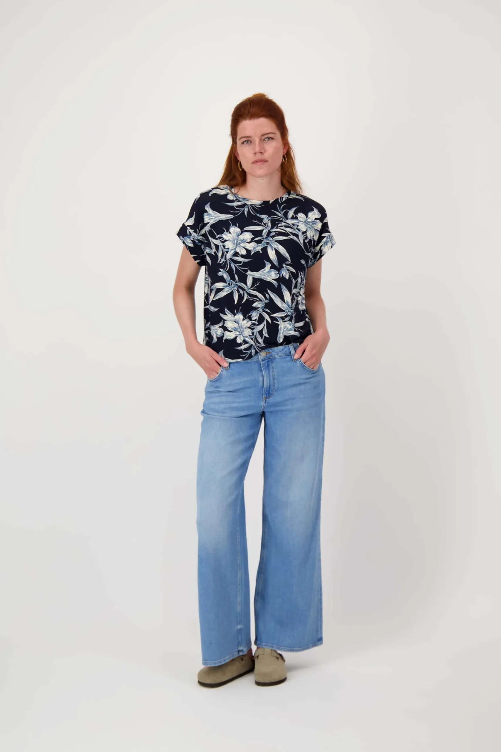jersey top met bloemprint