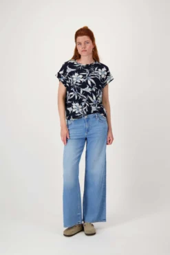jersey top met bloemprint