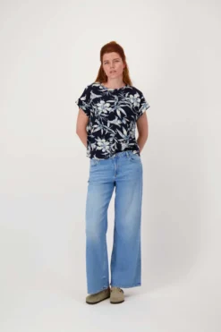 jersey top met bloemprint