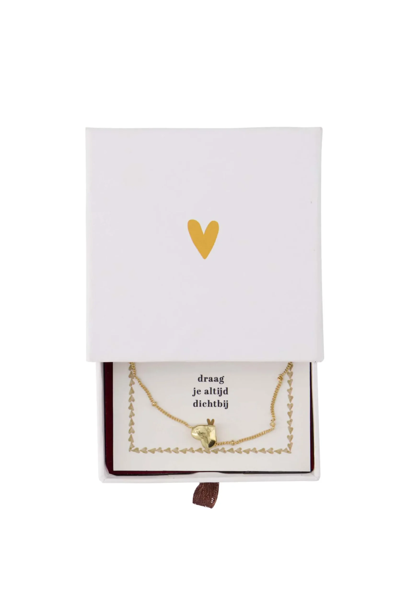 ketting hartje in schuifdoosje in je hart wit