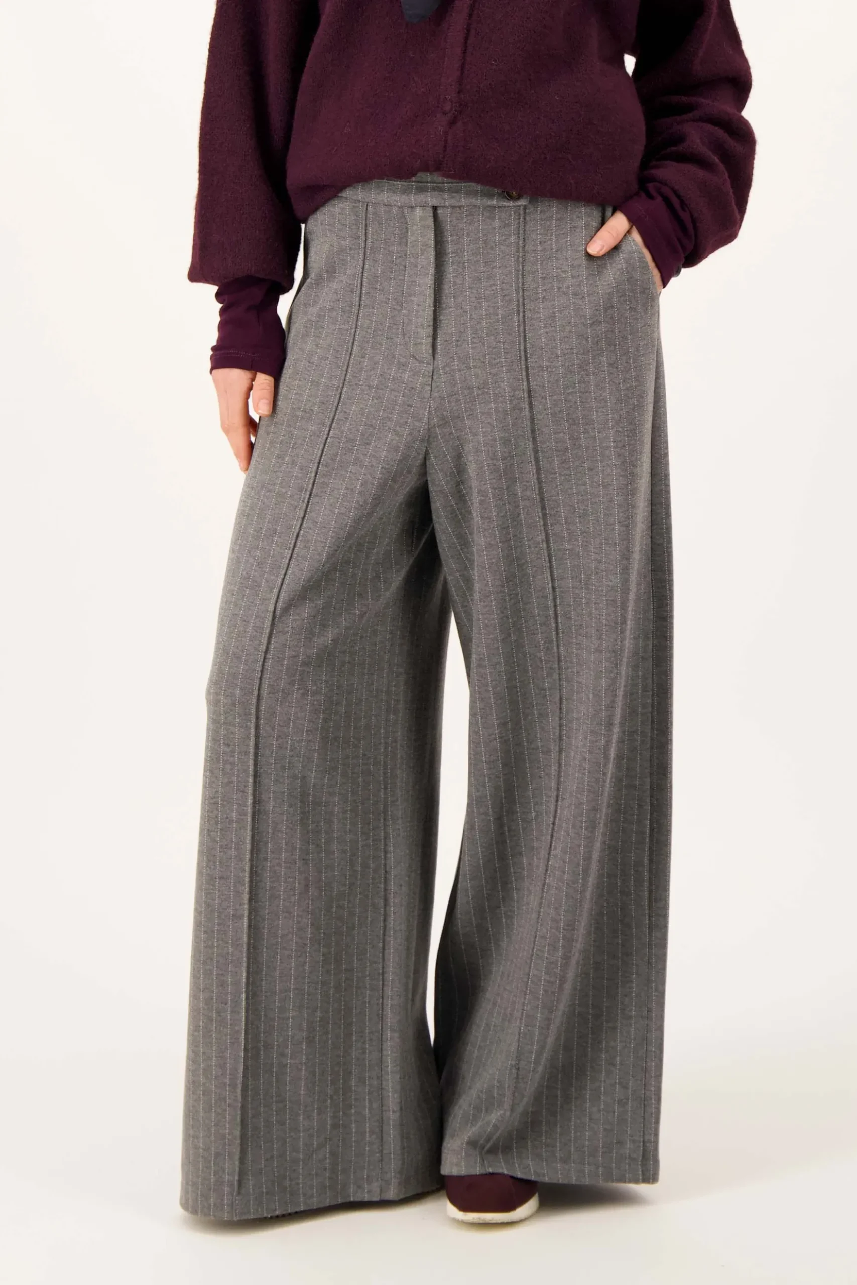 krijtstreep wideleg broek met stretch