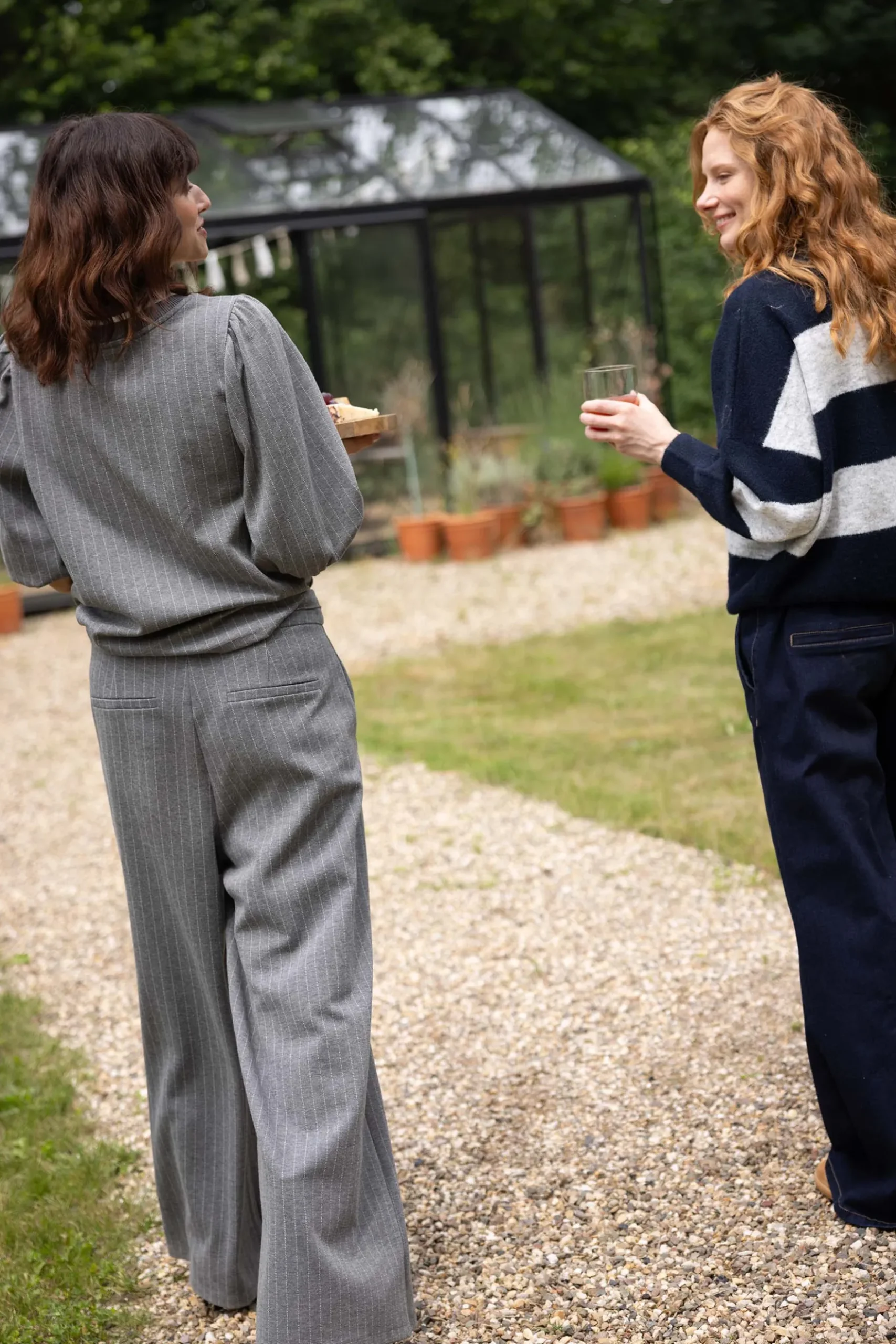 krijtstreep wideleg broek met stretch