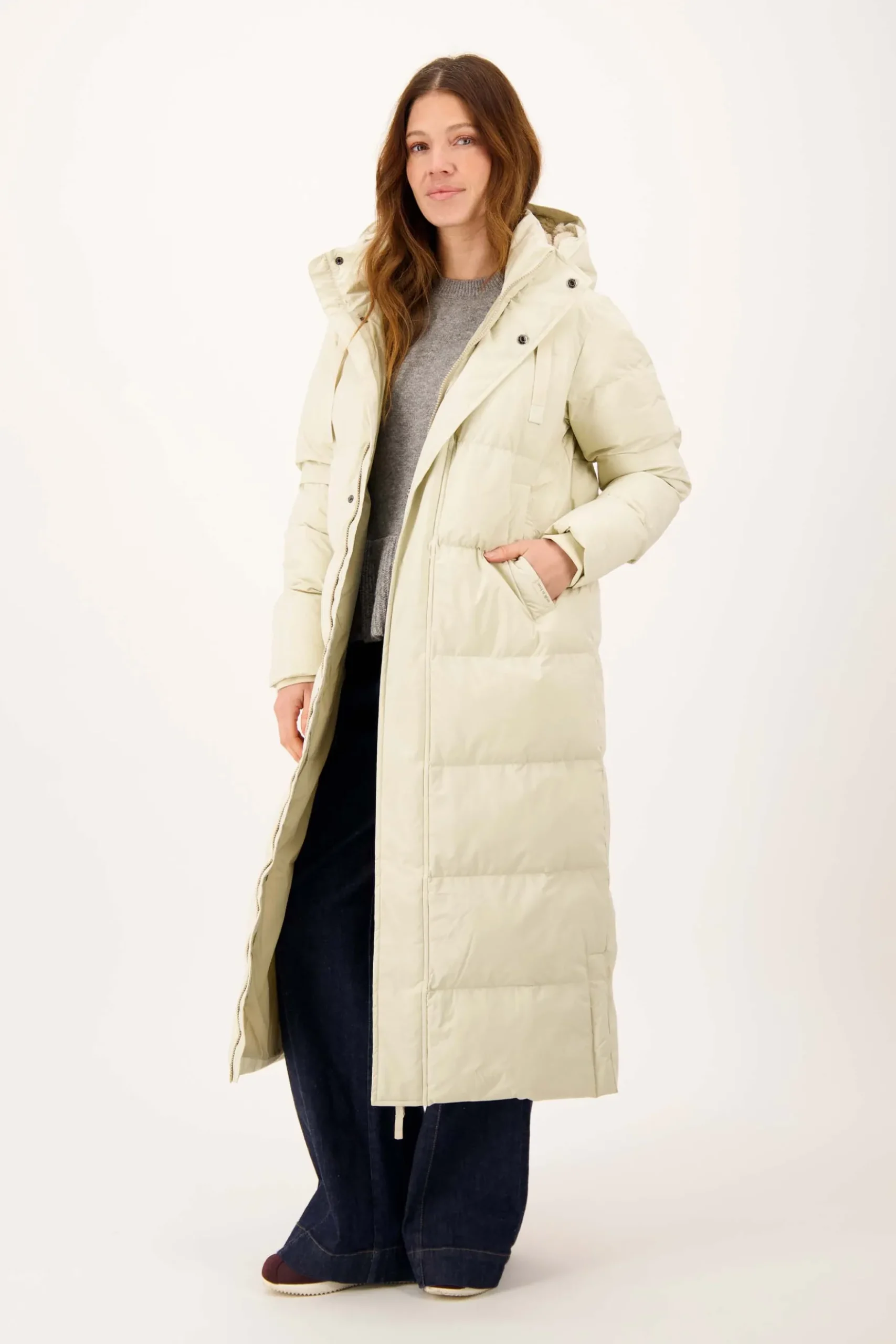 lange bubblecoat met teddy details