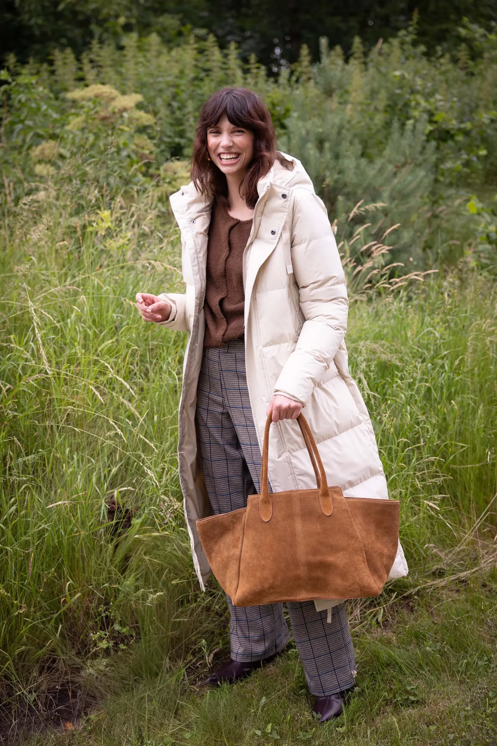 lange bubblecoat met teddy details