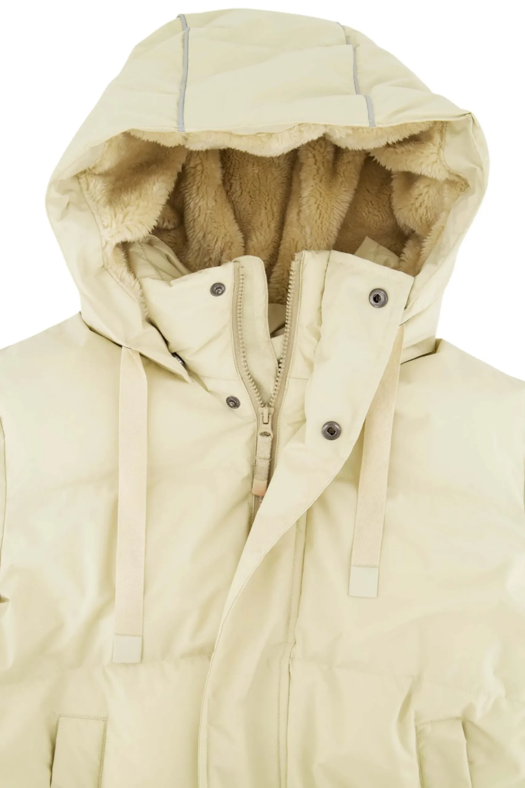 lange bubblecoat met teddy details