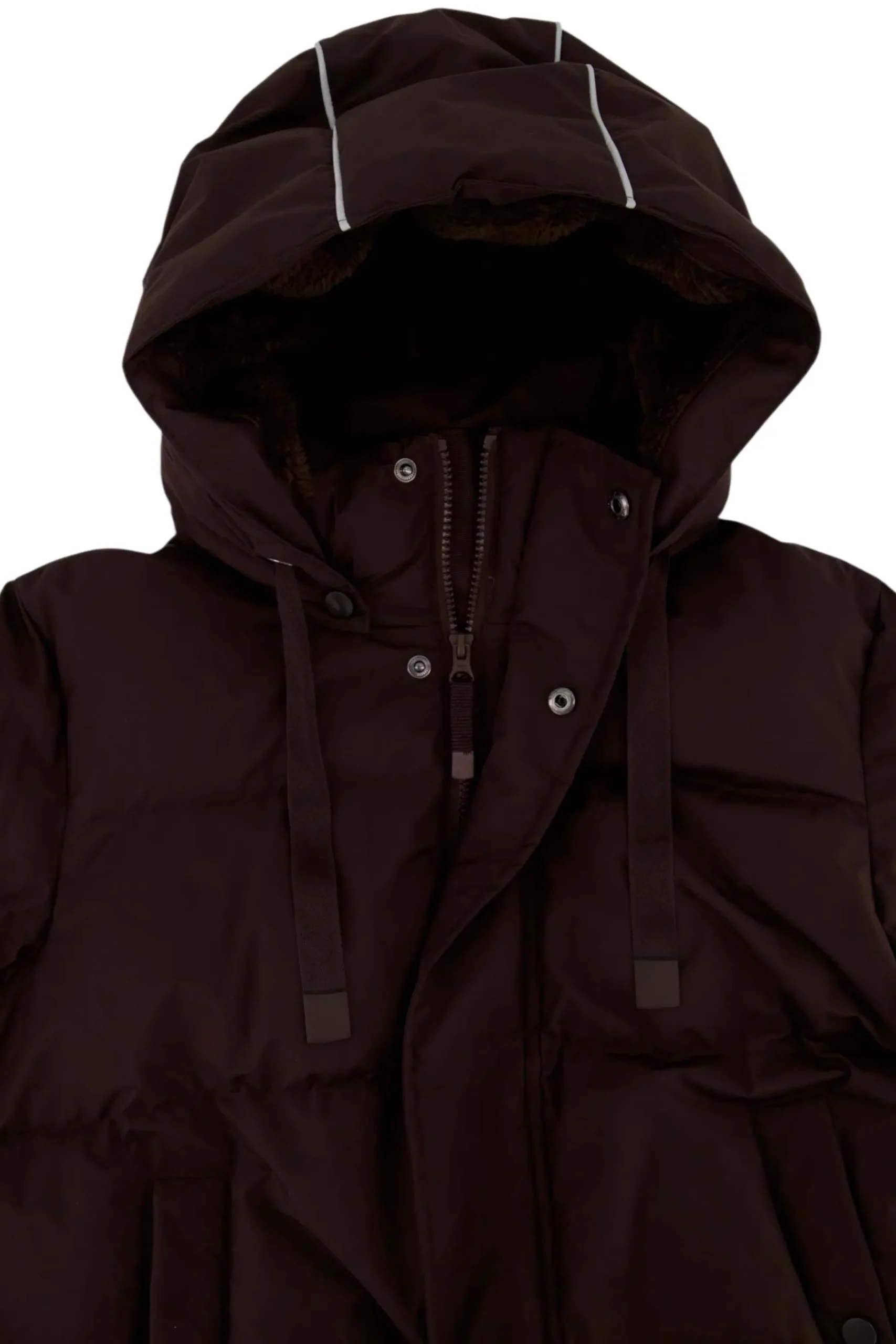 lange bubblecoat met teddy details