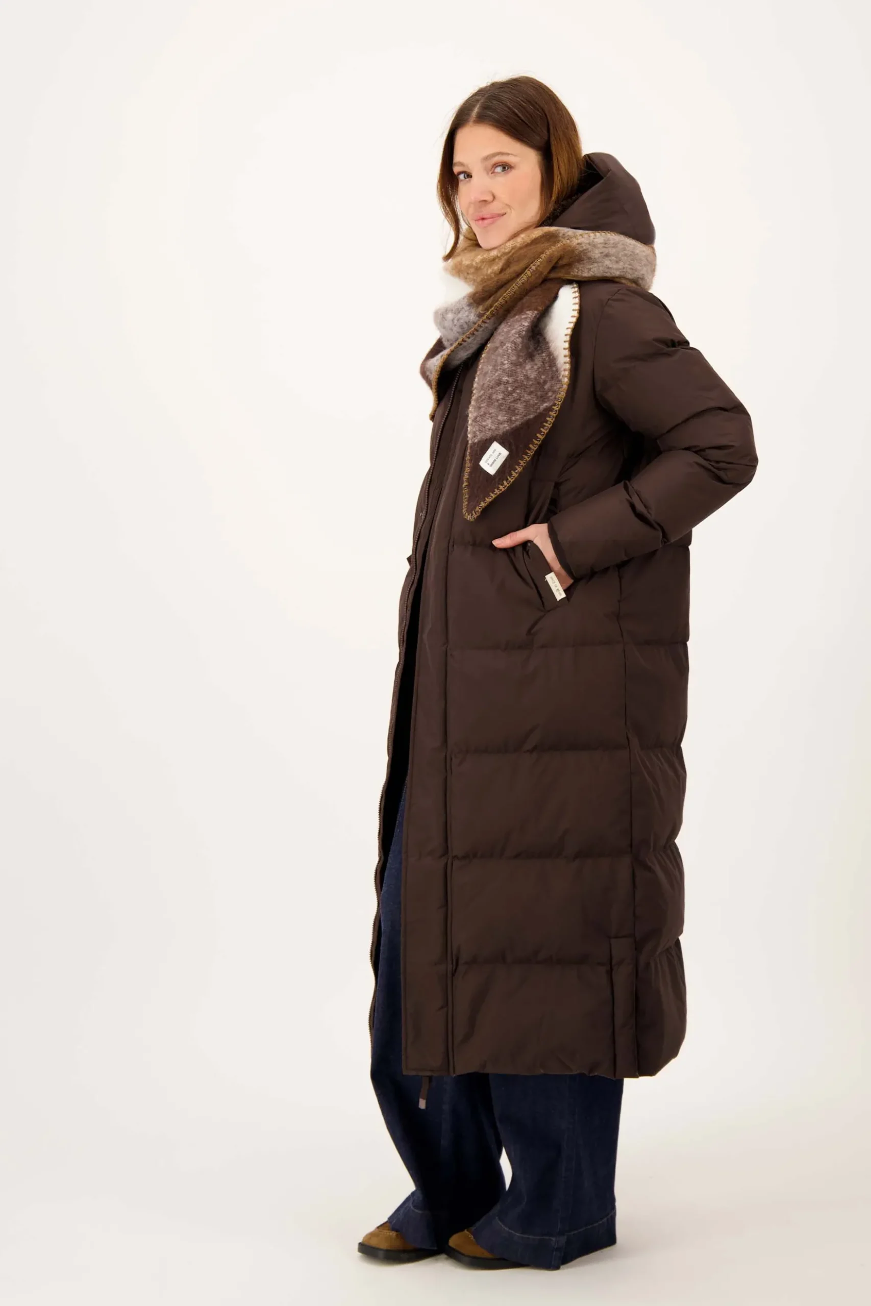 lange bubblecoat met teddy details