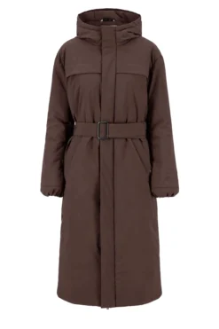 lange padded jas met riem