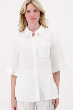 Linnen blouse met rug detail knopen