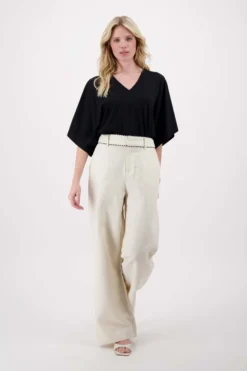 linnen broek met tape details