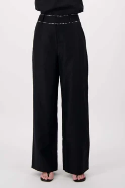 linnen broek met tape details