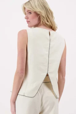 linnen top mouwloos met details tapes