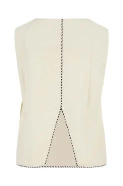 linnen top mouwloos met details tapes