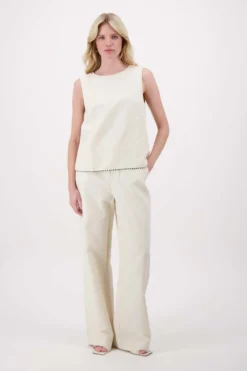 linnen top mouwloos met details tapes