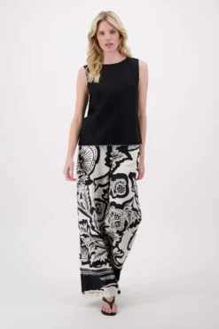 linnen top mouwloos met details tapes