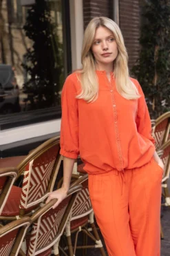 lyocell ballonmouw blouse
