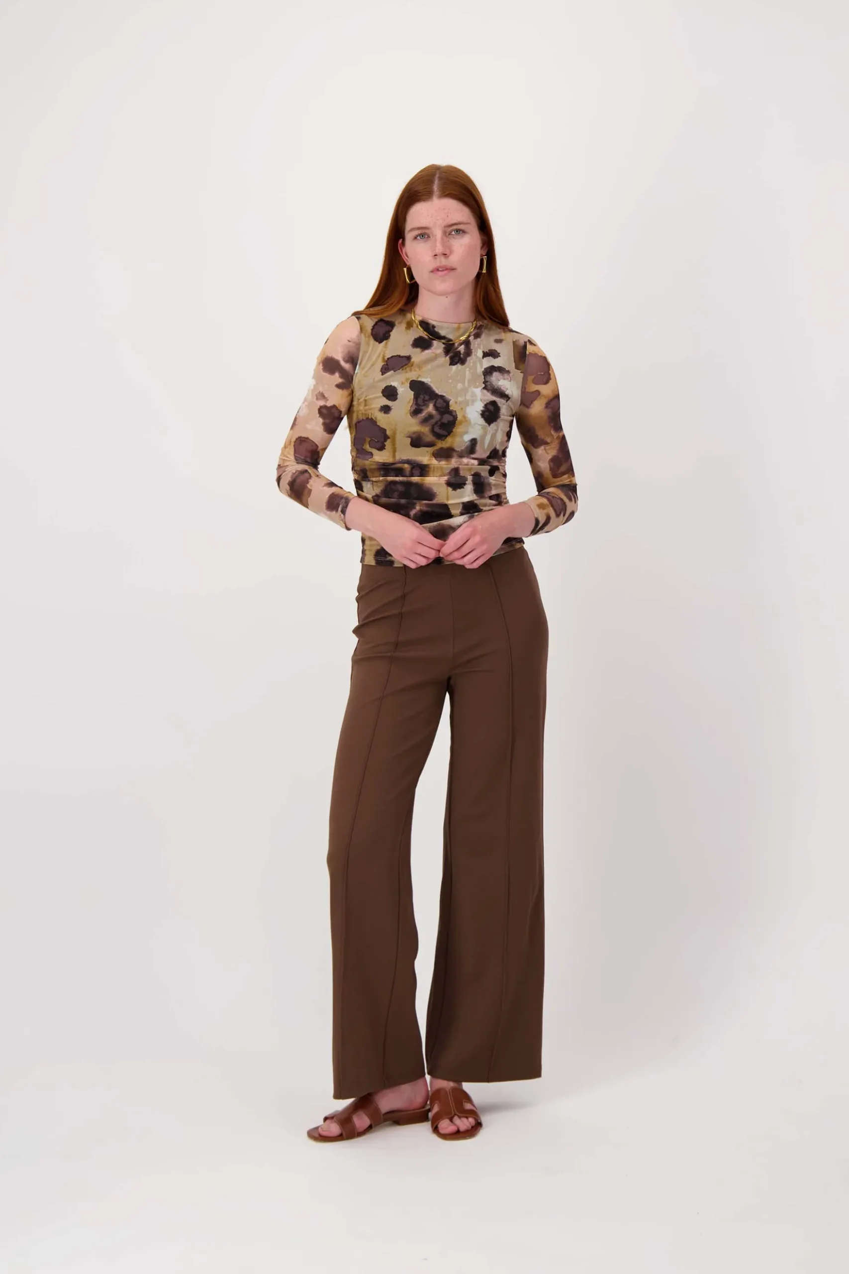 mesh top met vlekken print