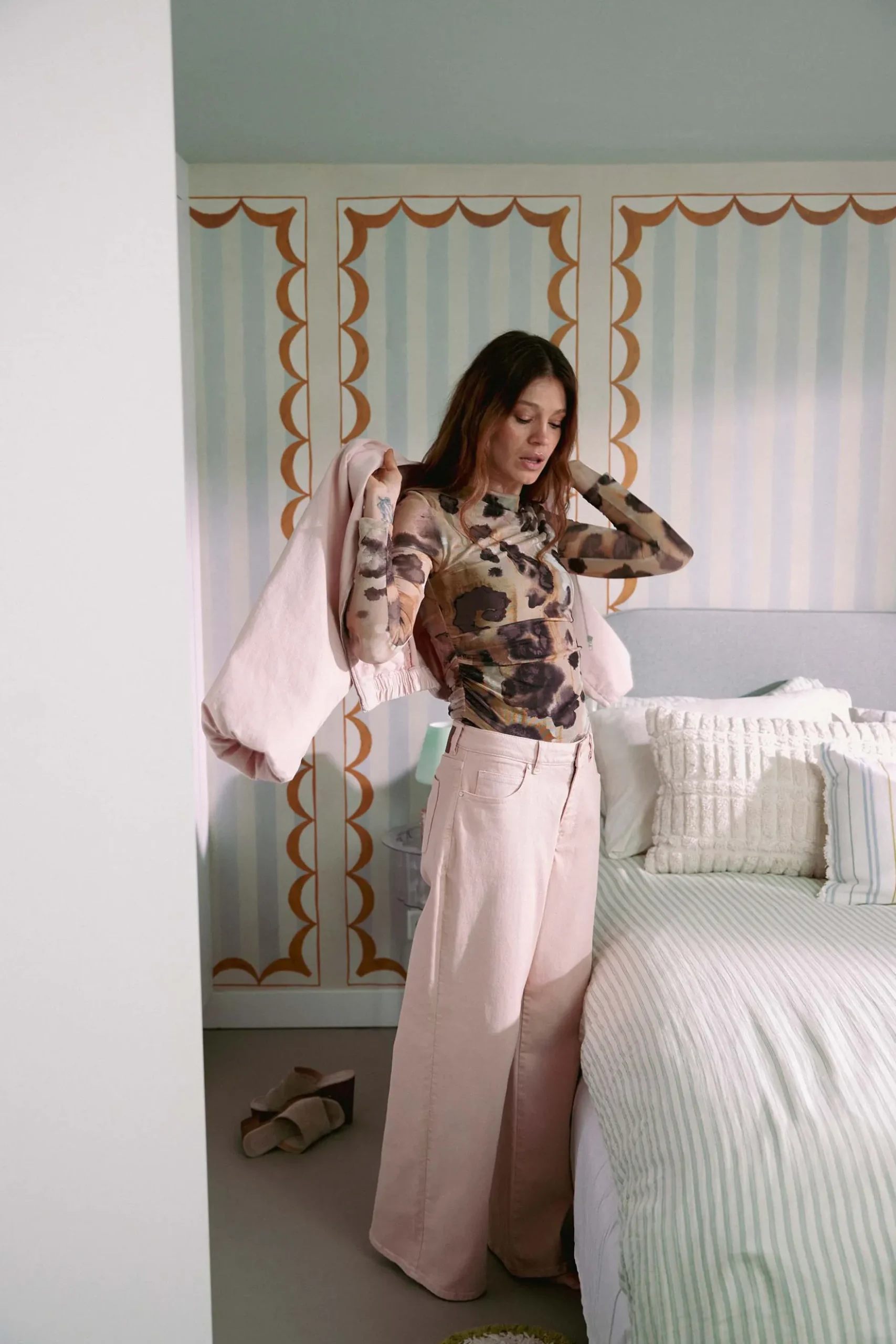mesh top met vlekken print