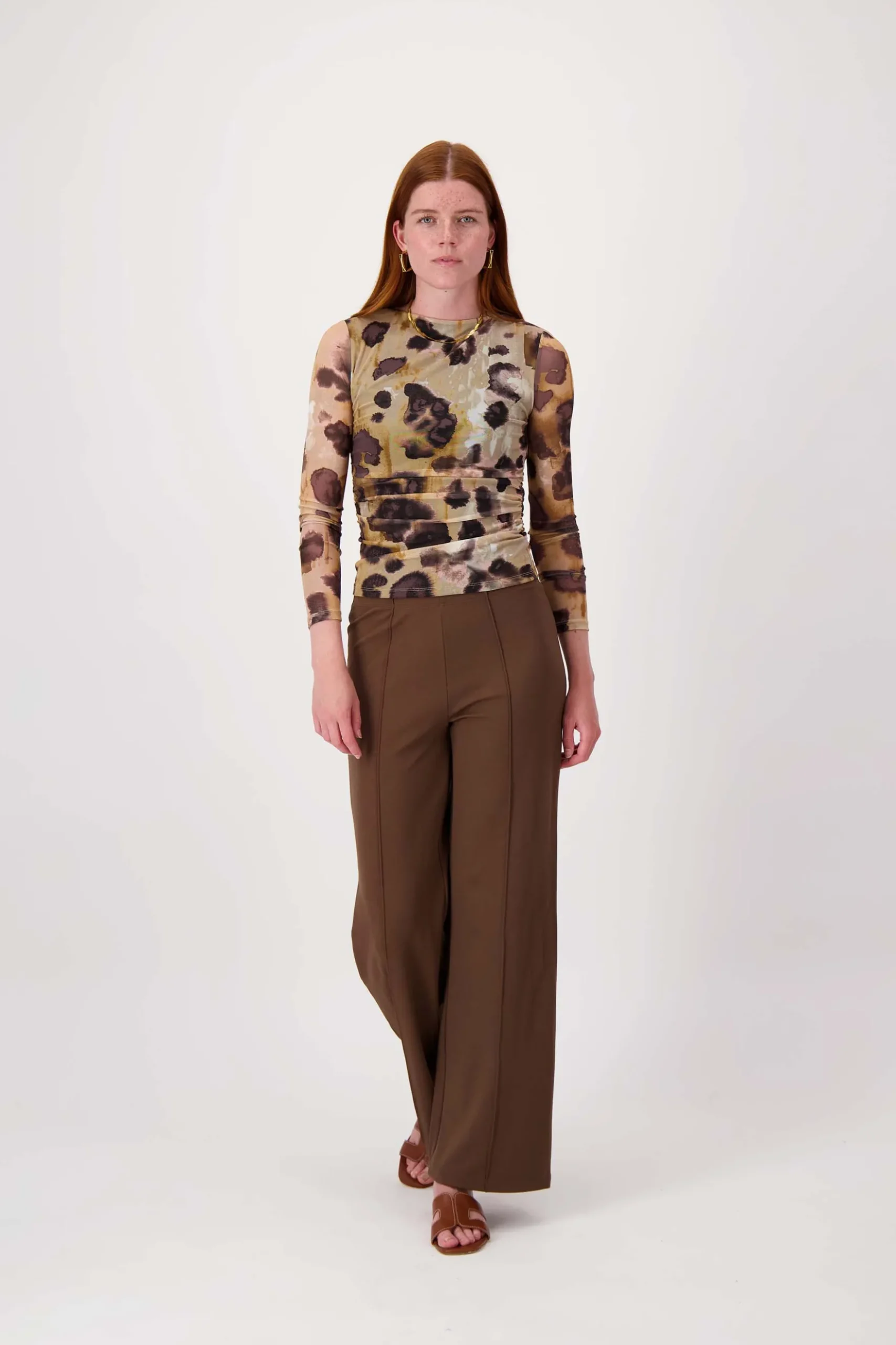 mesh top met vlekken print