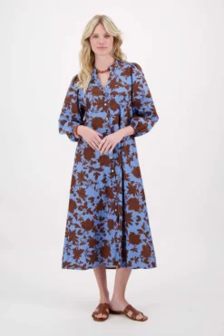 pofmouw jurk met ikat bloem print