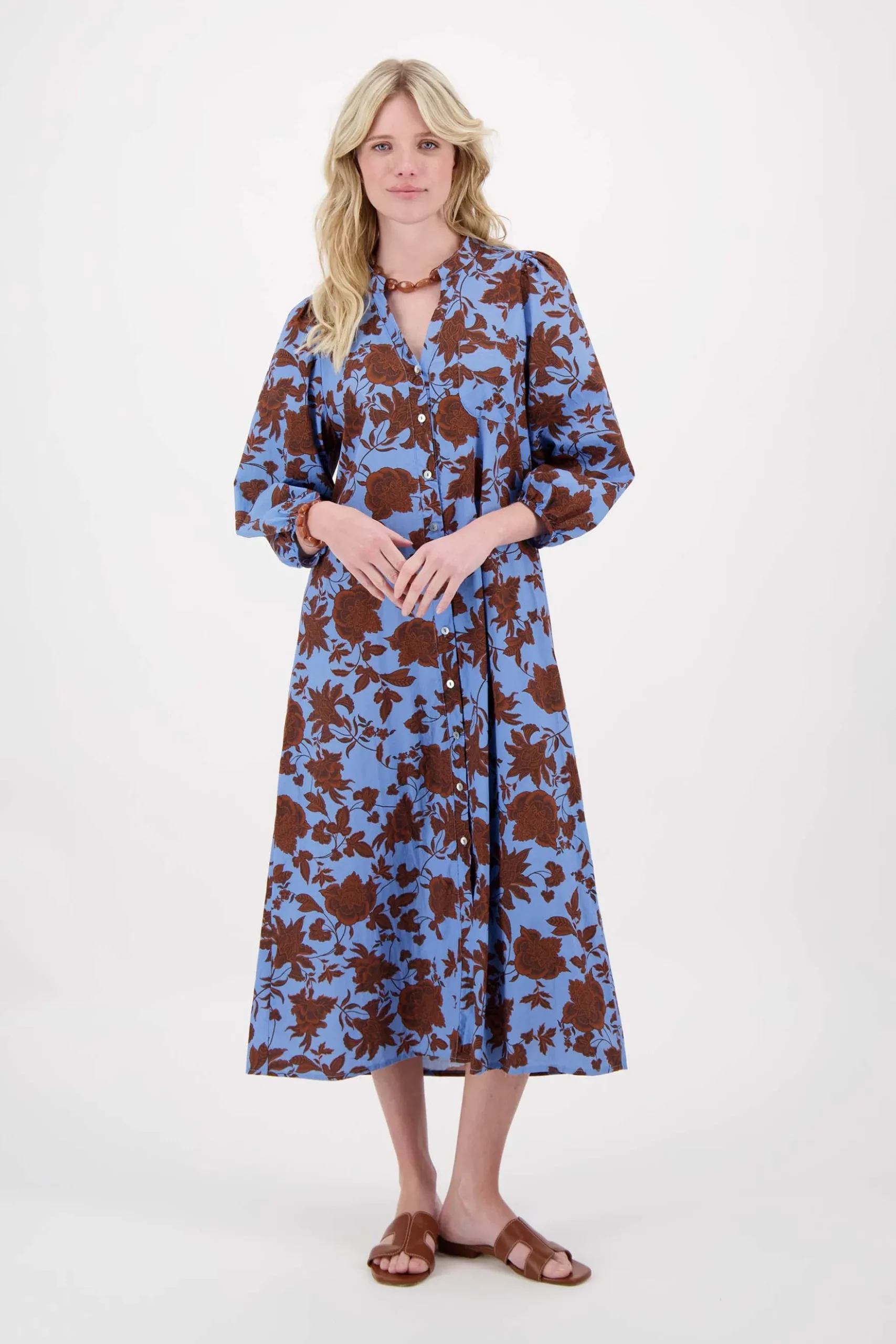 pofmouw jurk met ikat bloem print
