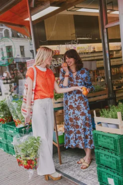 pofmouw jurk met ikat bloem print