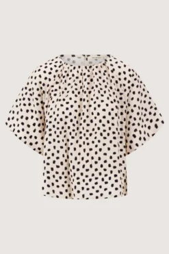 raglan top met stippen print