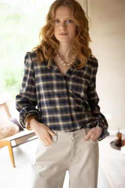 ruit blouse met ruffle