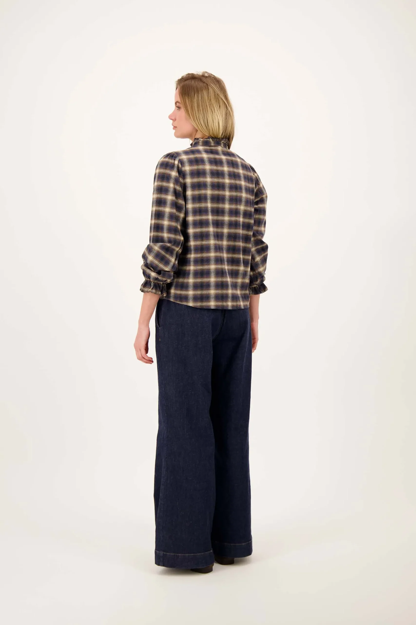 ruit blouse met ruffle