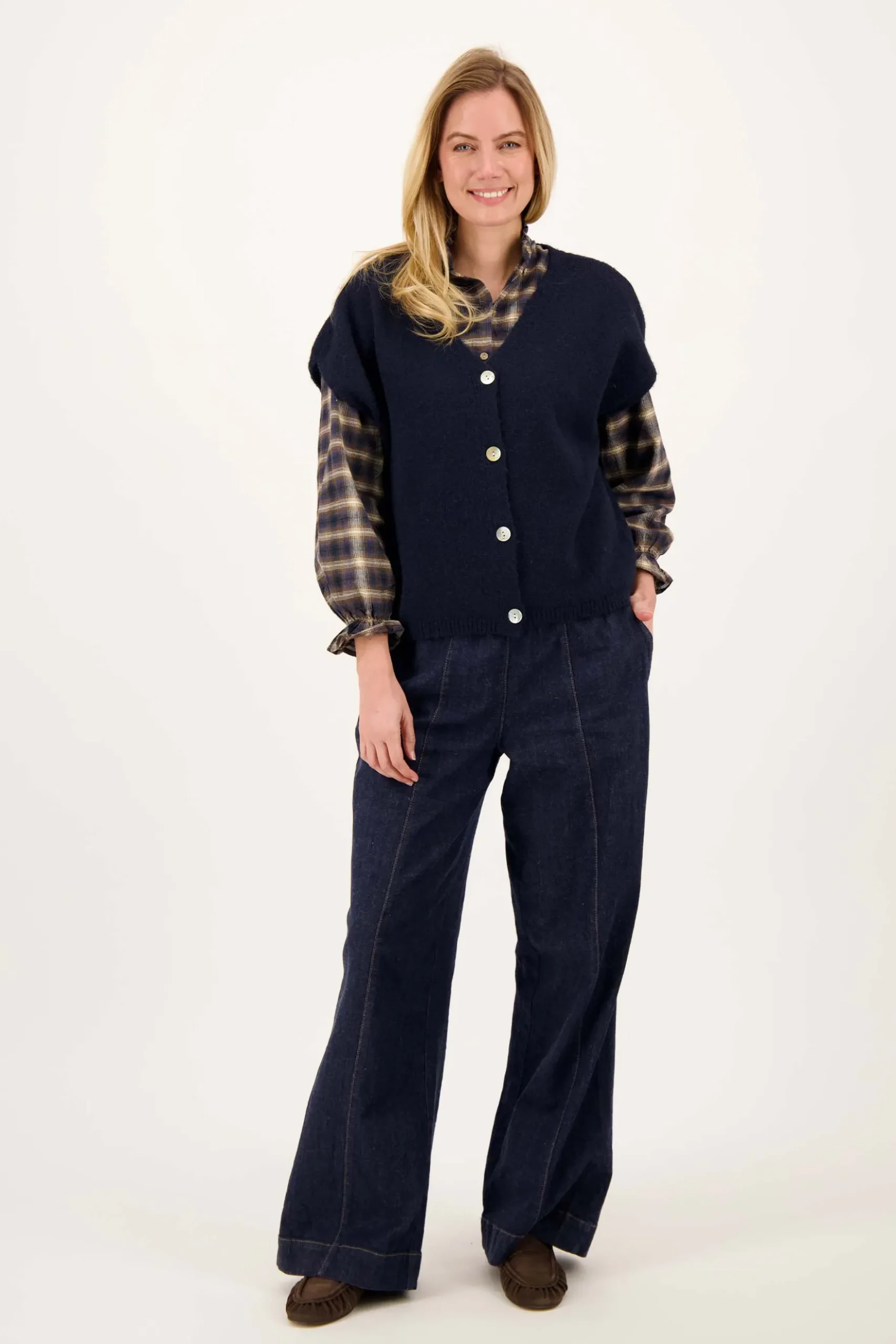 ruit blouse met ruffle