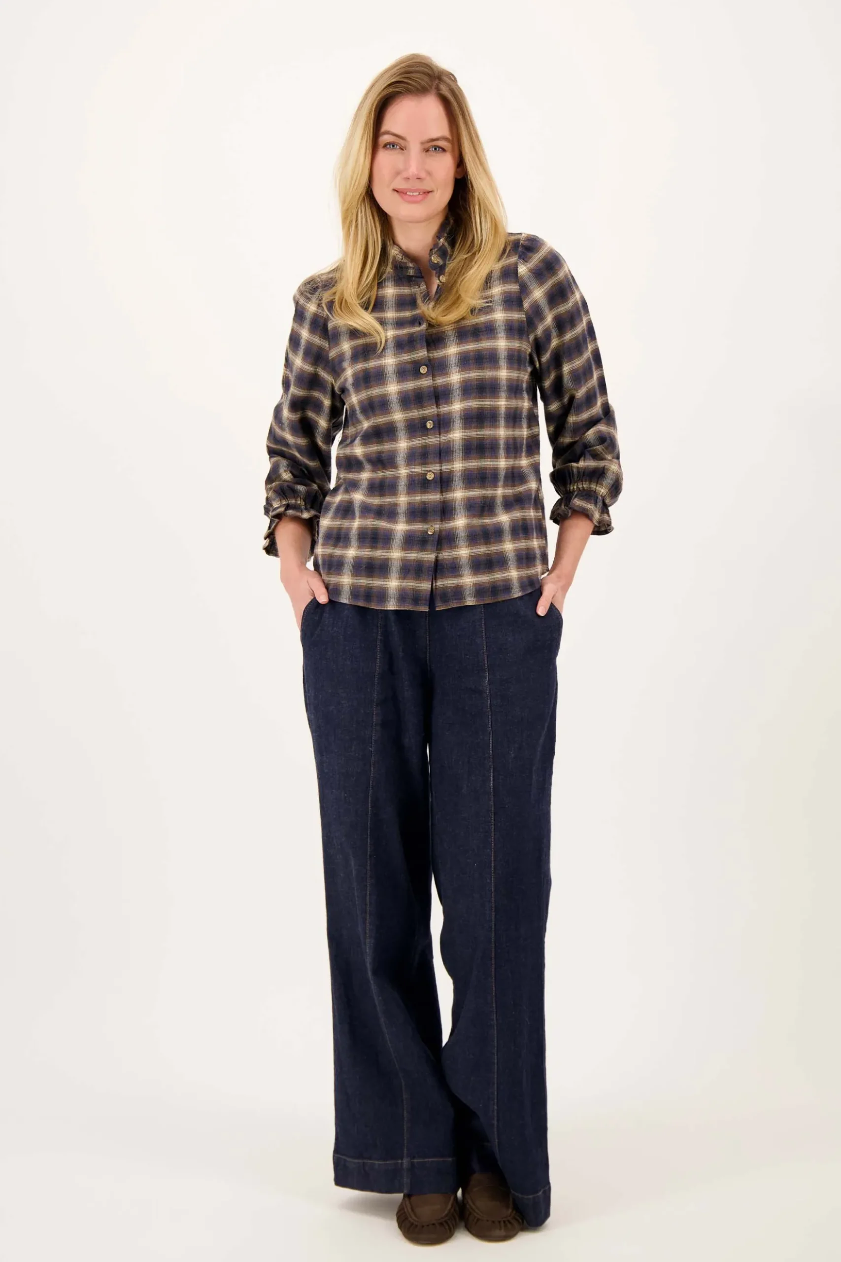 ruit blouse met ruffle