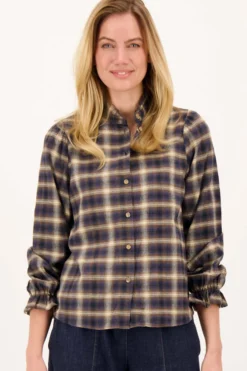 ruit blouse met ruffle