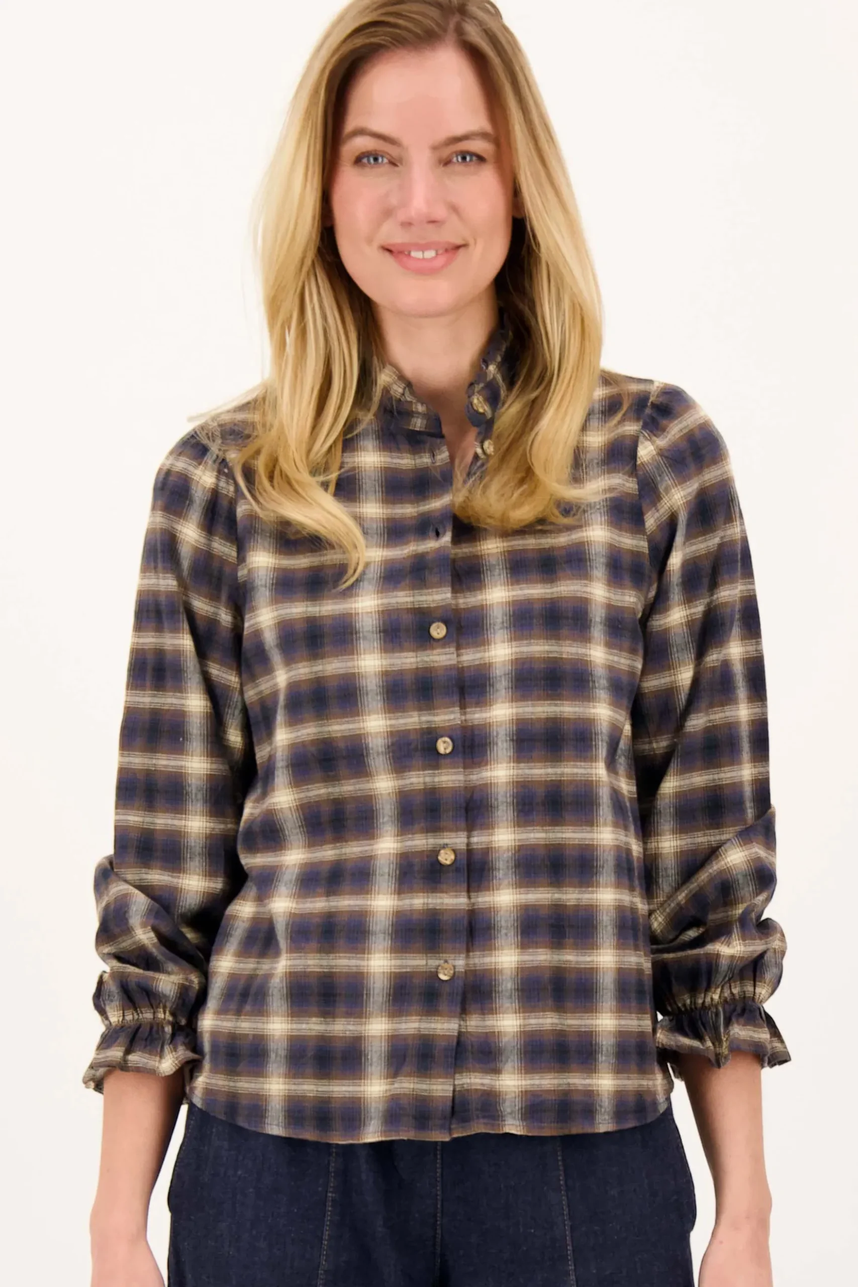 ruit blouse met ruffle