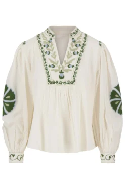 seersucker blouse met bloemen