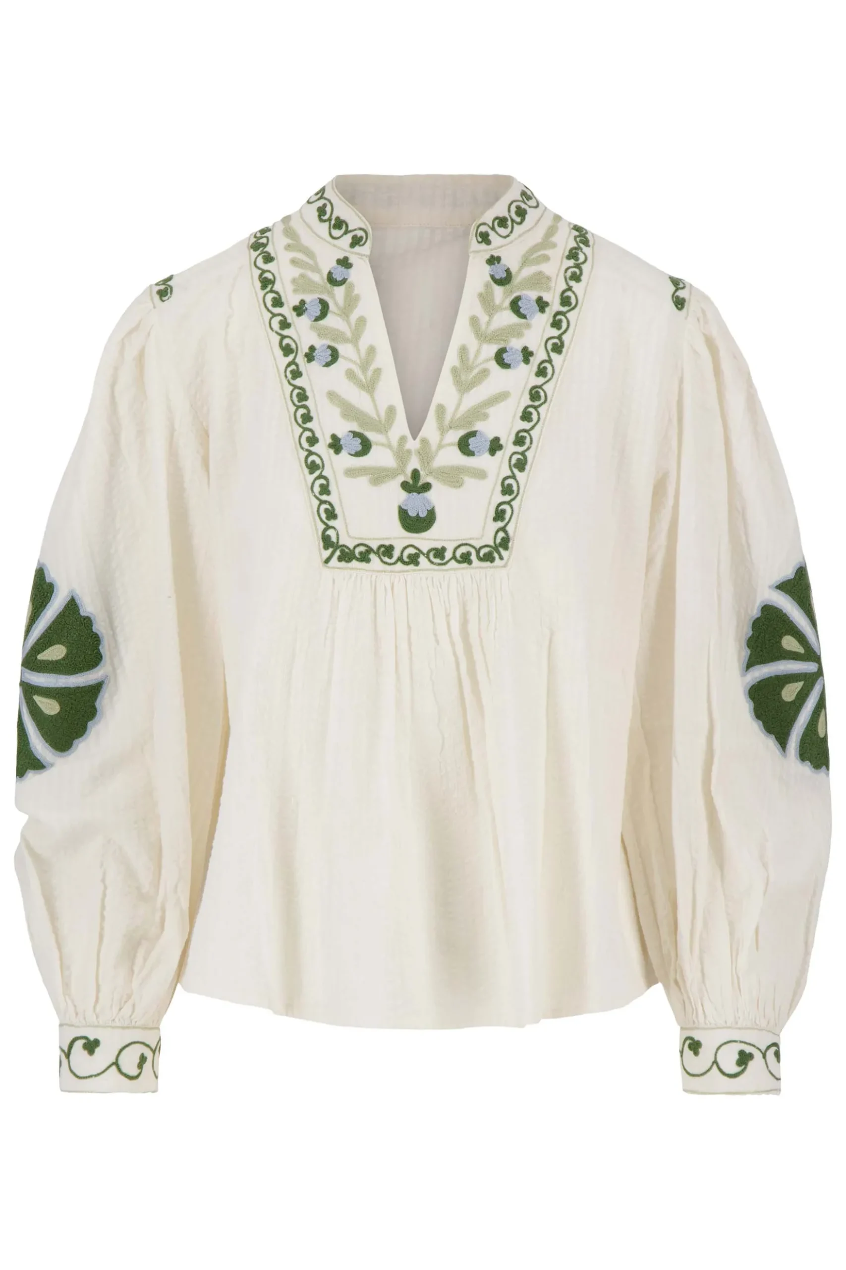 seersucker blouse met bloemen