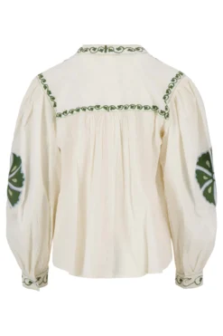 seersucker blouse met bloemen