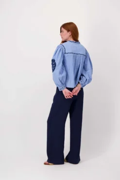 seersucker blouse met bloemen