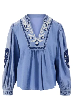 seersucker blouse met bloemen