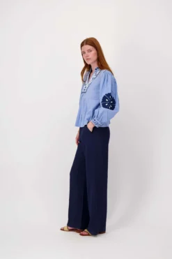seersucker blouse met bloemen