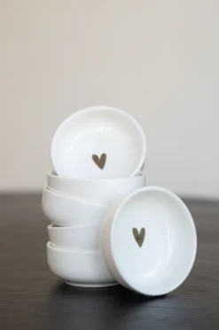 set van 6 dipschaaltjes goud hartje