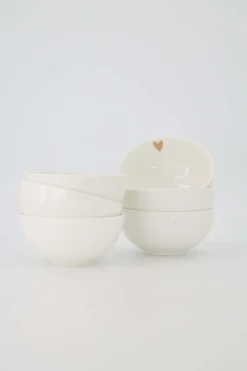 set van 6 kommen goud hartje