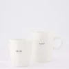 set van 2 mokken Happy & Enjoy - Theemok en koffiemok - Wit - 350ml