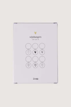 set van 6 wijnglashangers in doosje hartje