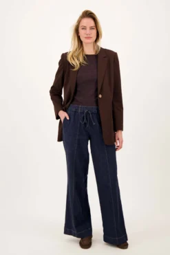 streep top lurex met lange mouw