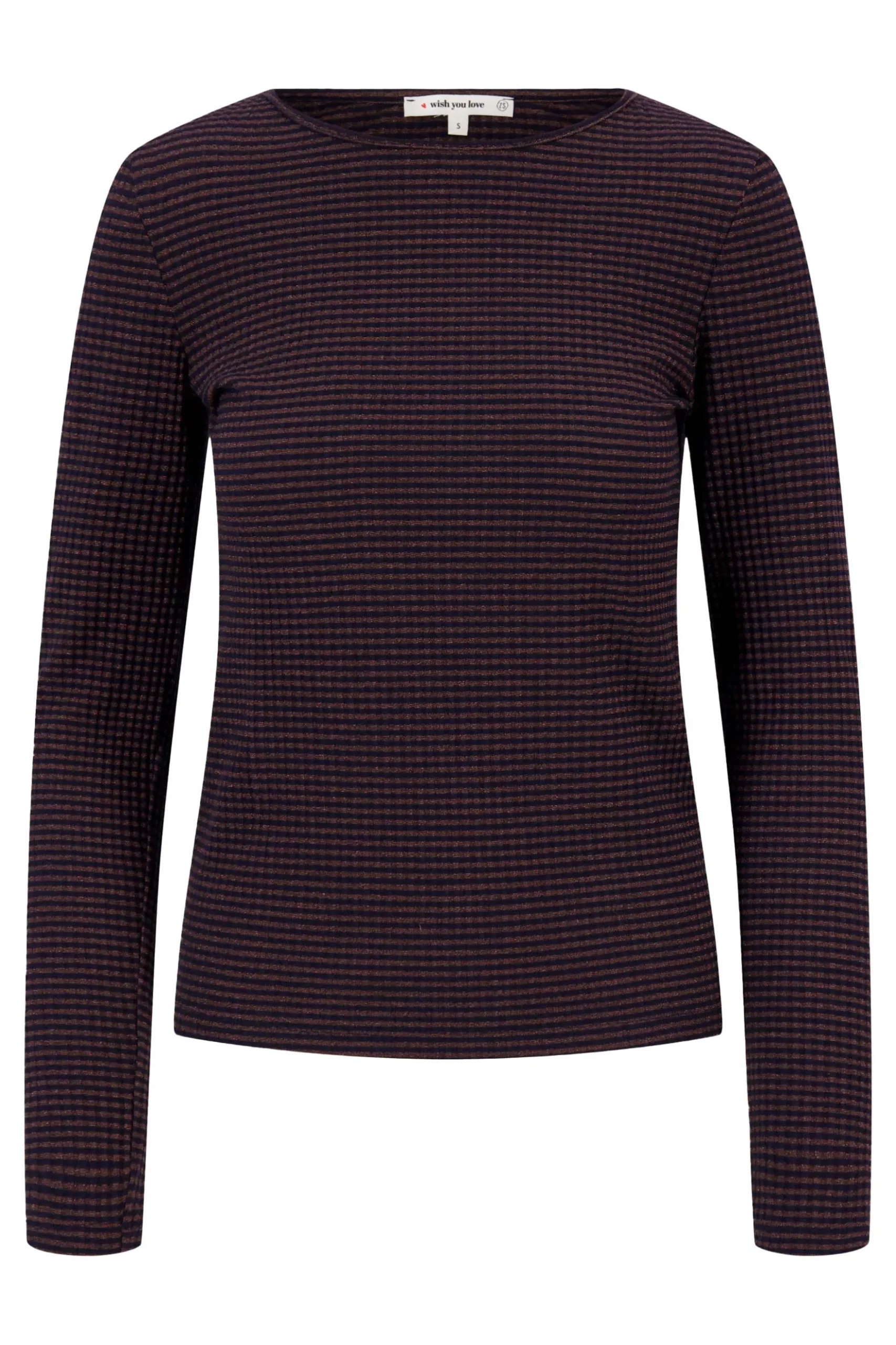 streep top lurex met lange mouw