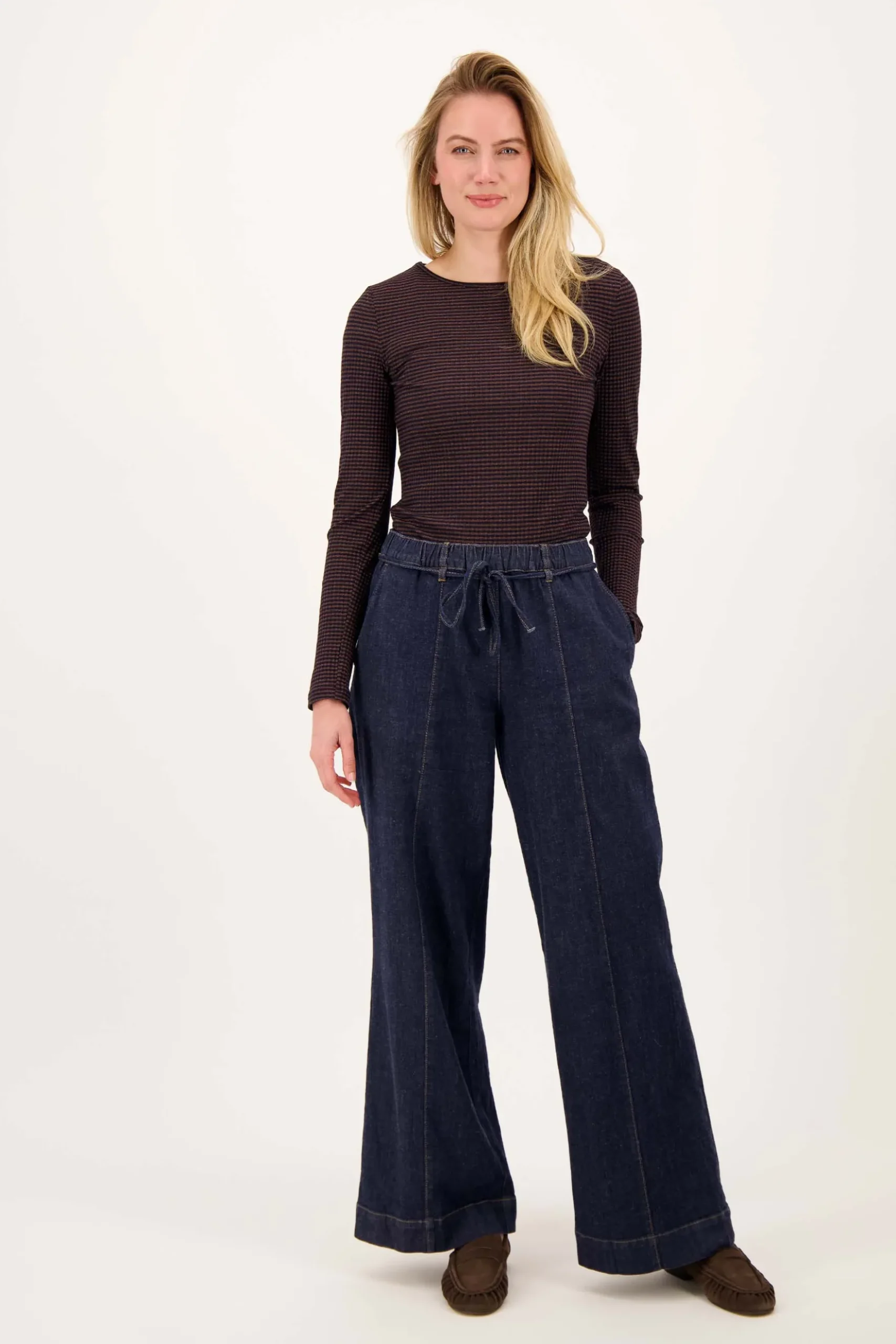 streep top lurex met lange mouw
