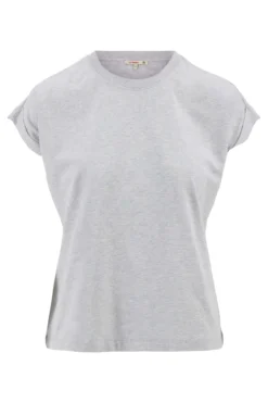 top met rollup mouw met borduur print
