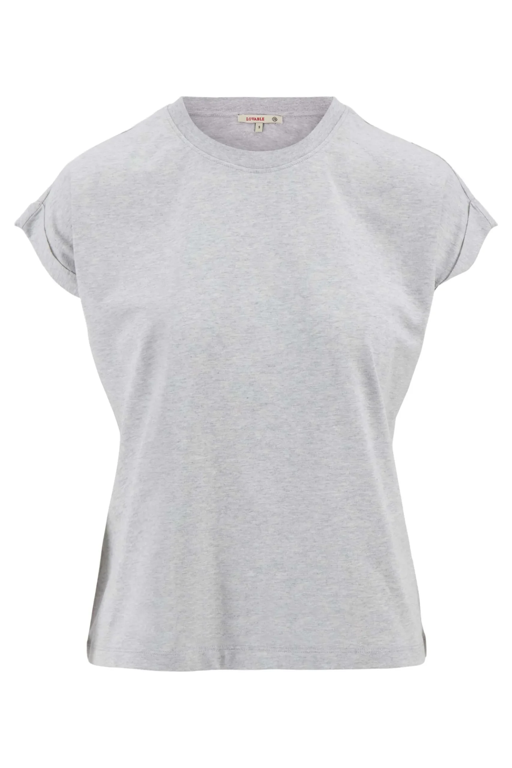 top met rollup mouw met borduur print