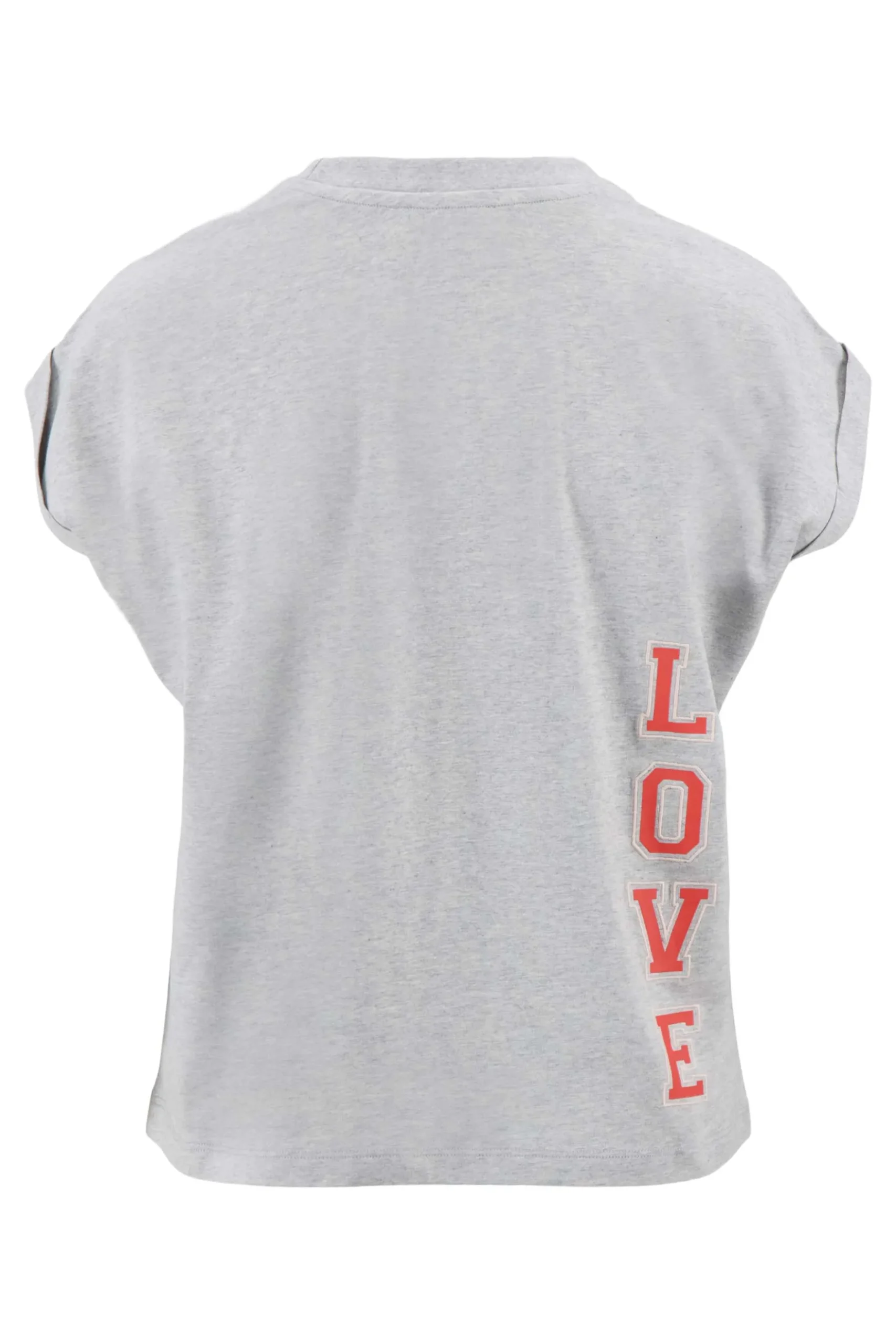 top met rollup mouw met borduur print