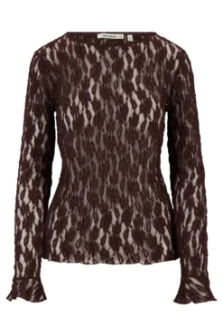 top van stretch kant met ruffle mouw